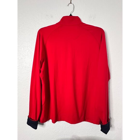 F&G Mens Red Quarter-Zip Pullover Jacket Size L With Embroidered Golf Club Logo - Picture 2 of 9